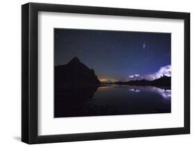 Anayet Peak at Night and Storm over Pic Du Midi D'Ossau, Pyrenees. Huesca Province, Aragon, Spain-Oscar Dominguez-Framed Photographic Print