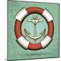 Anchor and Lifebuoy in Retro Style. Colorful Illustration-Olena Bogadereva-Mounted Art Print