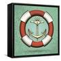 Anchor and Lifebuoy in Retro Style. Colorful Illustration-Olena Bogadereva-Framed Stretched Canvas