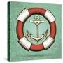 Anchor and Lifebuoy in Retro Style. Colorful Illustration-Olena Bogadereva-Stretched Canvas