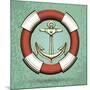 Anchor and Lifebuoy in Retro Style. Colorful Illustration-Olena Bogadereva-Mounted Art Print