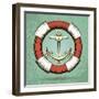 Anchor and Lifebuoy in Retro Style. Colorful Illustration-Olena Bogadereva-Framed Art Print