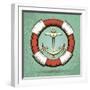 Anchor and Lifebuoy in Retro Style. Colorful Illustration-Olena Bogadereva-Framed Art Print