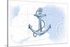 Anchor - Blue - Coastal Icon-Lantern Press-Stretched Canvas