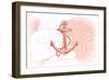 Anchor - Coral - Coastal Icon-Lantern Press-Framed Art Print