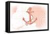 Anchor - Coral - Coastal Icon-Lantern Press-Framed Stretched Canvas