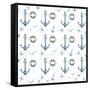 Anchor Home Pattern-Kimberly Allen-Framed Stretched Canvas