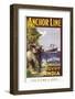 Anchor Line Poster for Ship Travel Between Gibraltar, Egypt and India with an Elephant-null-Framed Photographic Print