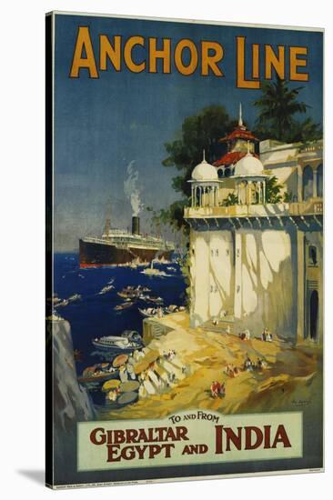 Anchor Line Travel Poster-W. Welsh-Stretched Canvas