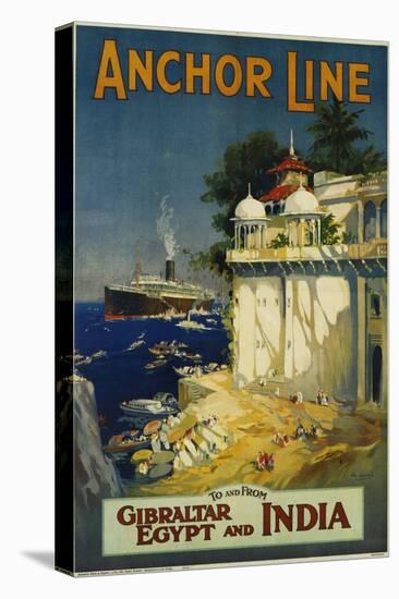 Anchor Line Travel Poster-W. Welsh-Stretched Canvas