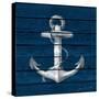 Anchor on Blue Wood-Lanie Loreth-Stretched Canvas