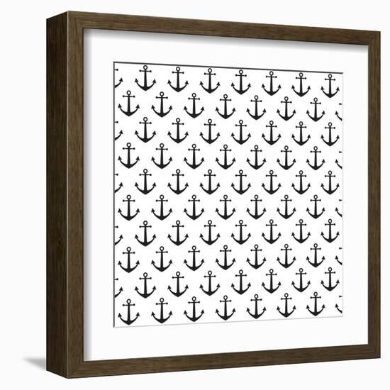 Anchor Pattern Background-hellena13-Framed Art Print