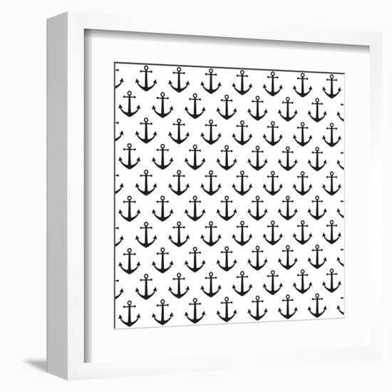 Anchor Pattern Background-hellena13-Framed Art Print