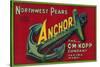 Anchor Pear Crate Label - Yakima, WA-Lantern Press-Stretched Canvas