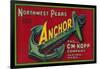 Anchor Pear Crate Label - Yakima, WA-Lantern Press-Framed Art Print