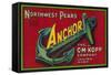 Anchor Pear Crate Label - Yakima, WA-Lantern Press-Framed Stretched Canvas