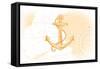 Anchor - Yellow - Coastal Icon-Lantern Press-Framed Stretched Canvas