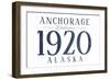 Anchorage, Alaska - Established Date (Blue)-Lantern Press-Framed Art Print