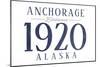 Anchorage, Alaska - Established Date (Blue)-Lantern Press-Mounted Art Print