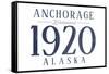 Anchorage, Alaska - Established Date (Blue)-Lantern Press-Framed Stretched Canvas