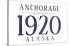 Anchorage, Alaska - Established Date (Blue)-Lantern Press-Stretched Canvas