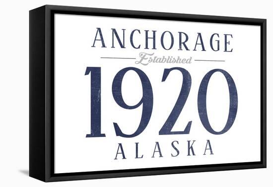 Anchorage, Alaska - Established Date (Blue)-Lantern Press-Framed Stretched Canvas