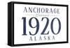 Anchorage, Alaska - Established Date (Blue)-Lantern Press-Framed Stretched Canvas