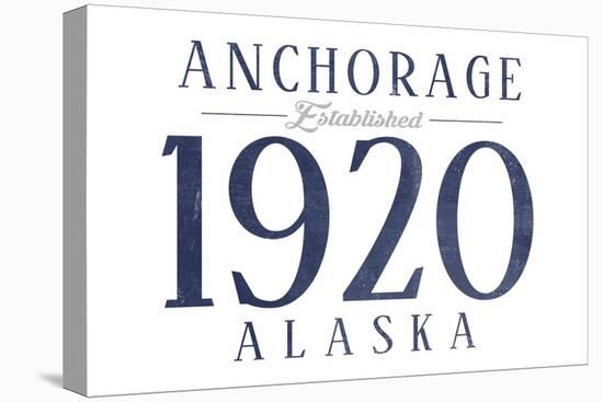 Anchorage, Alaska - Established Date (Blue)-Lantern Press-Stretched Canvas