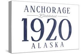 Anchorage, Alaska - Established Date (Blue)-Lantern Press-Stretched Canvas