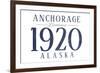 Anchorage, Alaska - Established Date (Blue)-Lantern Press-Framed Art Print