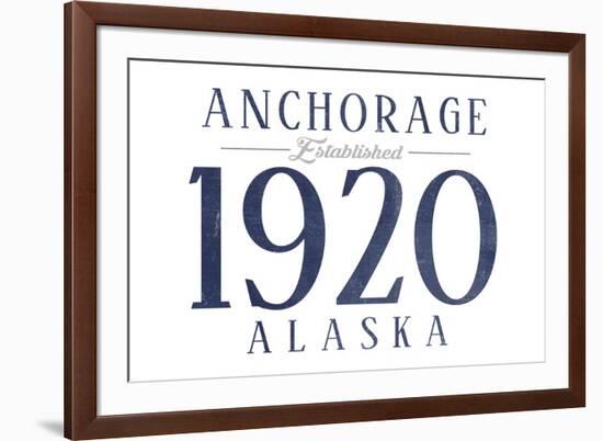 Anchorage, Alaska - Established Date (Blue)-Lantern Press-Framed Art Print