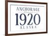 Anchorage, Alaska - Established Date (Blue)-Lantern Press-Framed Art Print