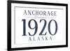 Anchorage, Alaska - Established Date (Blue)-Lantern Press-Framed Art Print