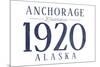 Anchorage, Alaska - Established Date (Blue)-Lantern Press-Mounted Art Print