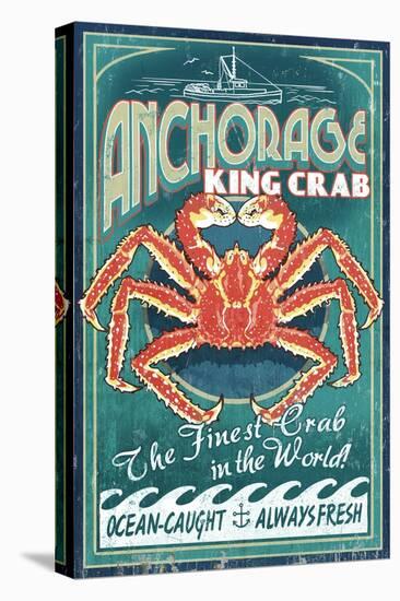 Anchorage, Alaska - King Crab-Lantern Press-Stretched Canvas