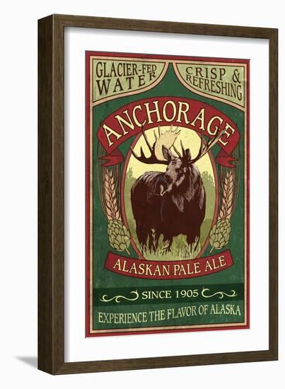 Anchorage, Alaska - Moose Head Ale-Lantern Press-Framed Art Print