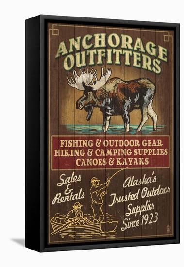 Anchorage, Alaska - Moose Outfitters-Lantern Press-Framed Stretched Canvas