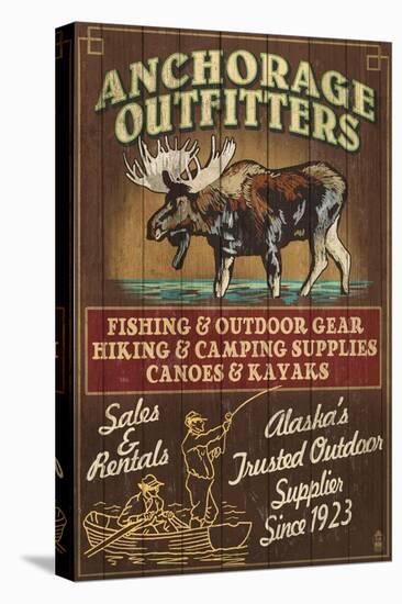 Anchorage, Alaska - Moose Outfitters-Lantern Press-Stretched Canvas