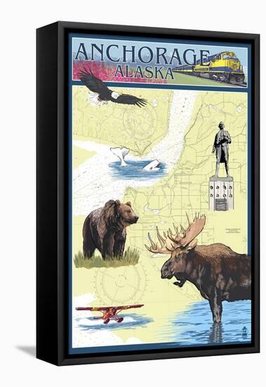 Anchorage, Alaska - Nautical Chart-Lantern Press-Framed Stretched Canvas