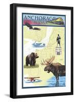 Anchorage, Alaska - Nautical Chart-Lantern Press-Framed Art Print
