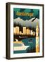 Anchorage, Alaska - Retro Skyline-Lantern Press-Framed Art Print