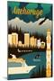 Anchorage, Alaska - Retro Skyline-Lantern Press-Mounted Art Print