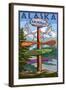 Anchorage, Alaska - Sign Destinations-Lantern Press-Framed Art Print