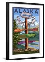 Anchorage, Alaska - Sign Destinations-Lantern Press-Framed Art Print