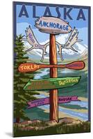 Anchorage, Alaska - Sign Destinations-Lantern Press-Mounted Art Print