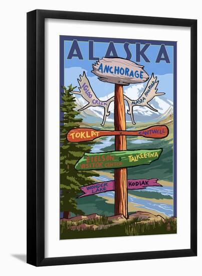 Anchorage, Alaska - Sign Destinations-Lantern Press-Framed Art Print