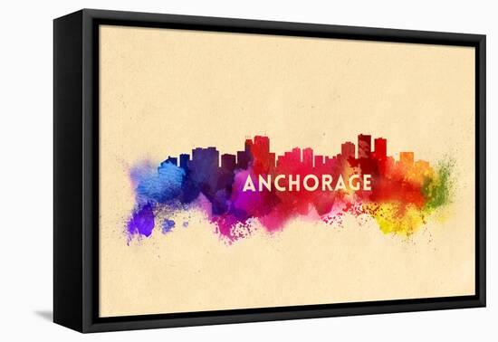 Anchorage, Alaska - Skyline Abstract-Lantern Press-Framed Stretched Canvas