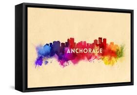 Anchorage, Alaska - Skyline Abstract-Lantern Press-Framed Stretched Canvas