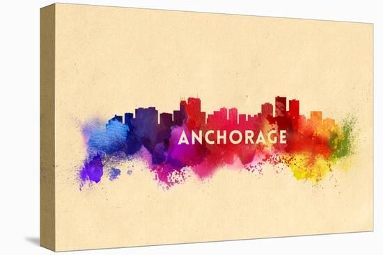 Anchorage, Alaska - Skyline Abstract-Lantern Press-Stretched Canvas