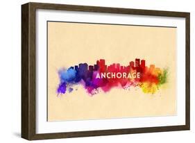 Anchorage, Alaska - Skyline Abstract-Lantern Press-Framed Art Print